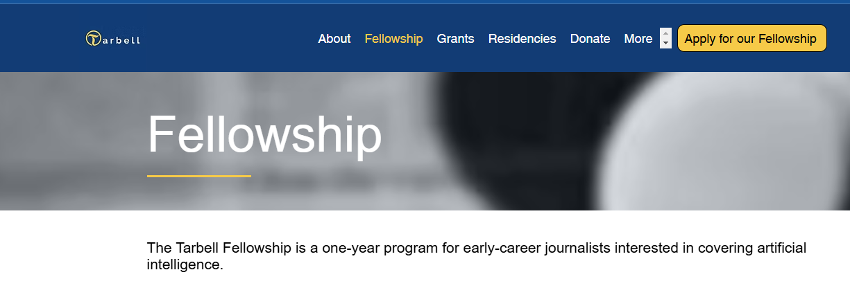 Tarbell Fellowship Program 2026 — A Premier Opportunity for Emerging AI Journalists
